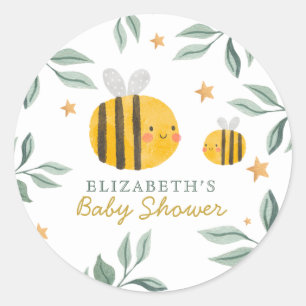 Watercolor Bee Honey Sweet  Baby Shower Napkins Classic Round Sticker