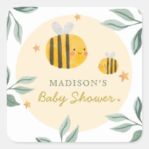 Watercolor Bee Honey Sweet  Baby Shower Square Sticker