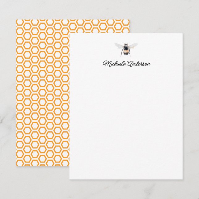 Watercolor Bee & Honeycomb Personalised Card (Front/Back)
