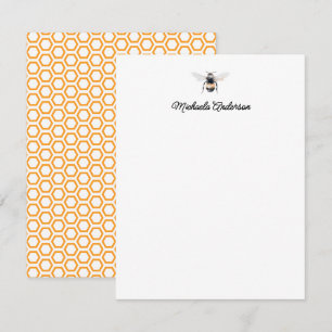 Watercolor Bee & Honeycomb Personalised Card
