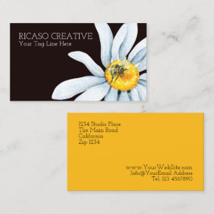 Watercolor Bee on Flower Custom Personalised Business Card