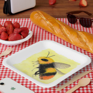 Watercolor Bee  Paper Plate