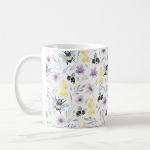 Watercolor Bee Pattern Coffee Mug