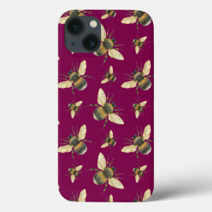 Watercolor Bee Pattern iPhone case