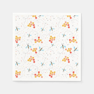 Watercolor Bee Pattern Napkin