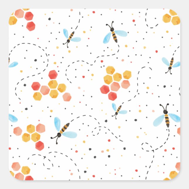 Watercolor Bee Pattern Stickers (Front)