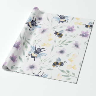 Watercolor Bee Pattern Wrapping Paper