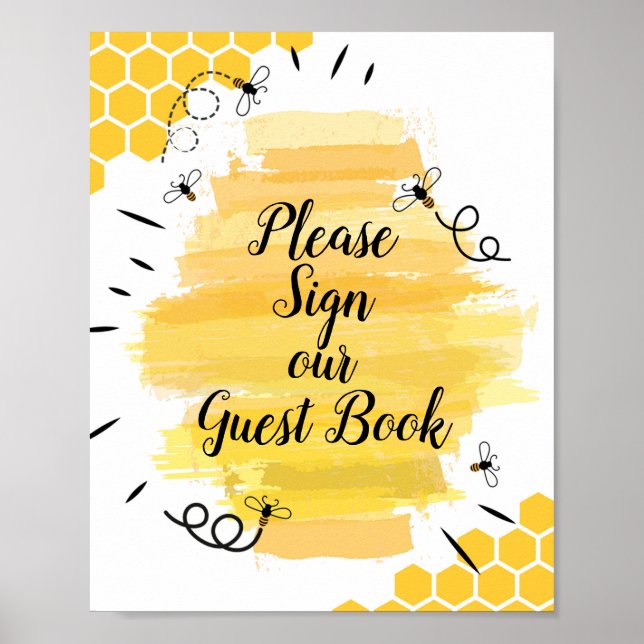 Watercolor Bee Please Sign our Guest Book (Front)