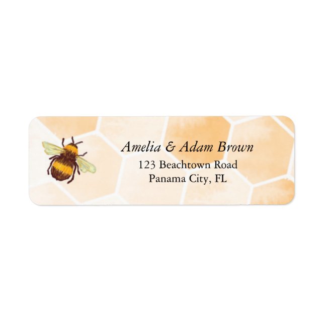 Watercolor Bee Return Address (Front)