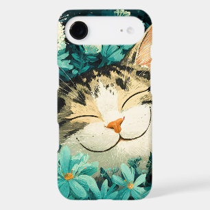 Watercolor Bee Sleeping Cat Flower Garden