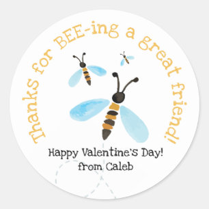 Watercolor Bee Valentine Sticker