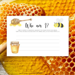 Watercolor bee Who am I bridal shower game Stationery