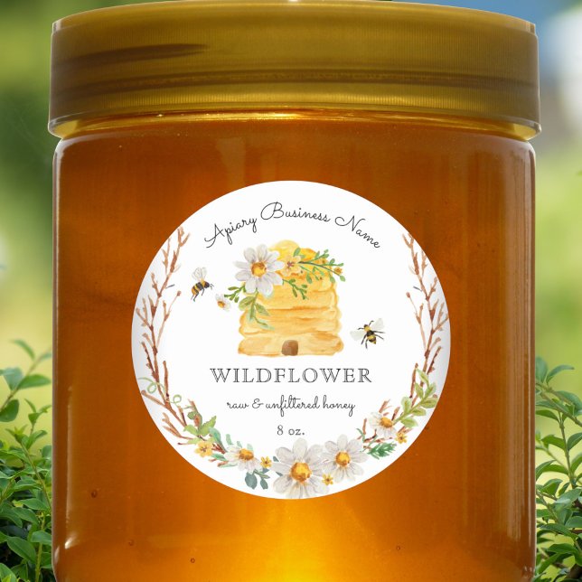Watercolor Beehive Honey Custom Product Label (Creator Uploaded)