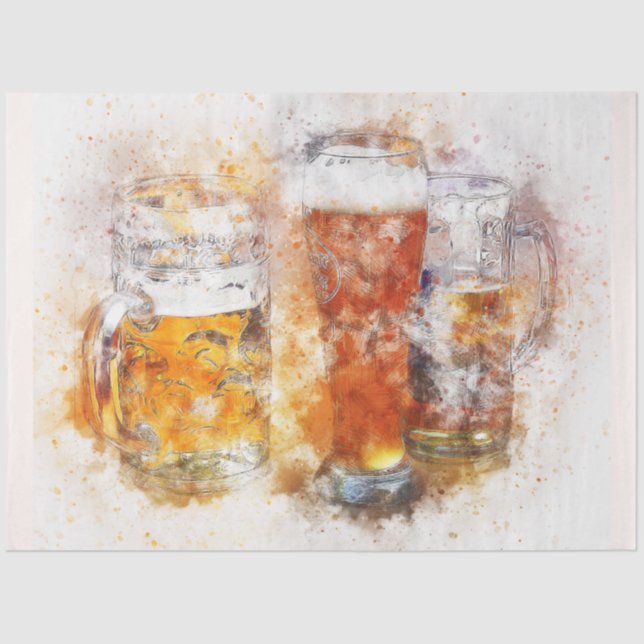 Watercolor Beer 20x30 Decoupage Tissue Paper (Front)