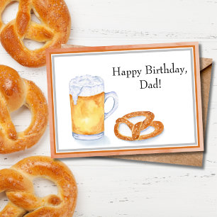 Watercolor Beer & Pretzel Birthday Dad Card
