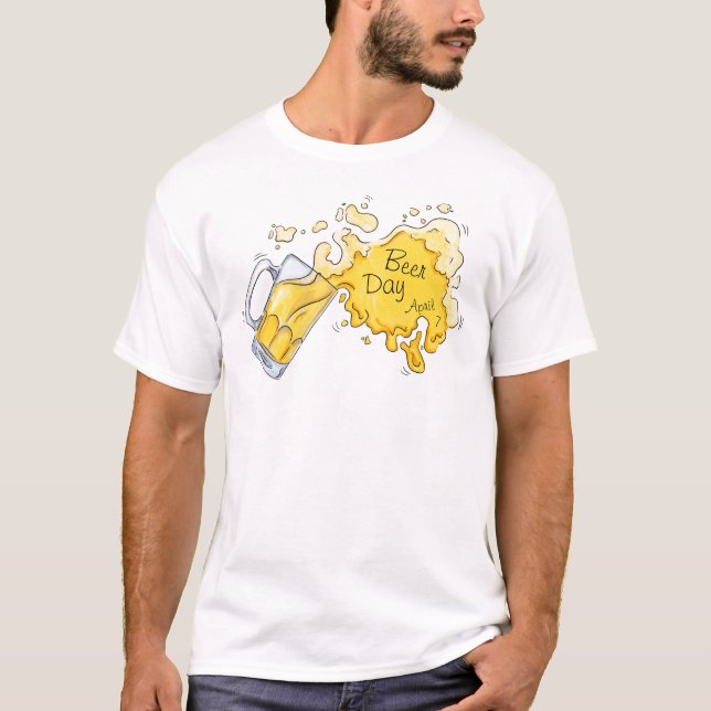 Watercolor Beer Splashing for Beer Day T-Shirt (Front)