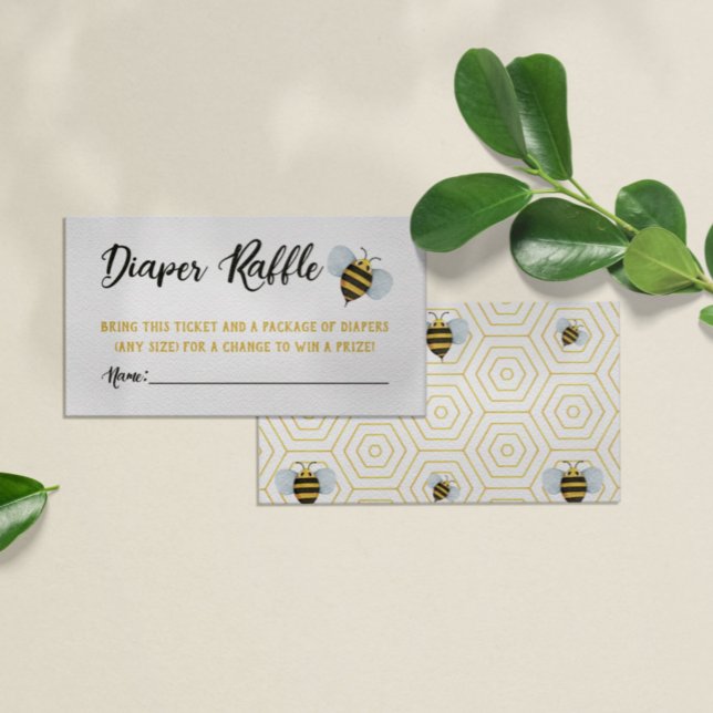 Watercolor Bee's Diaper Raffle Tickets Enclosure Card (Creator Uploaded)