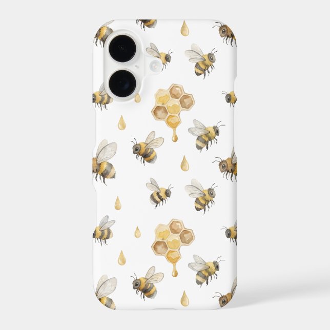 Watercolor Bees & Honeycomb Pattern | Case-Mate (Back)