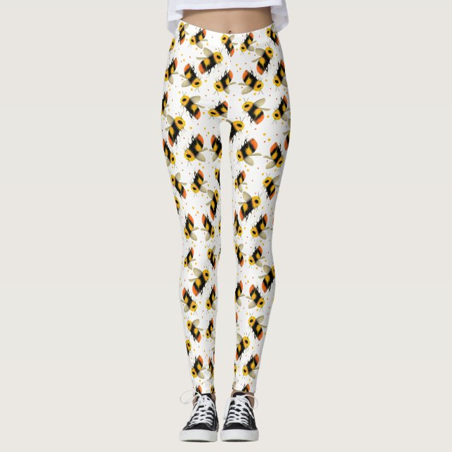 Watercolor Bees Leggings (Front)