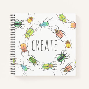 Watercolor Beetle Lovebugs Create Sketchbook Notebook