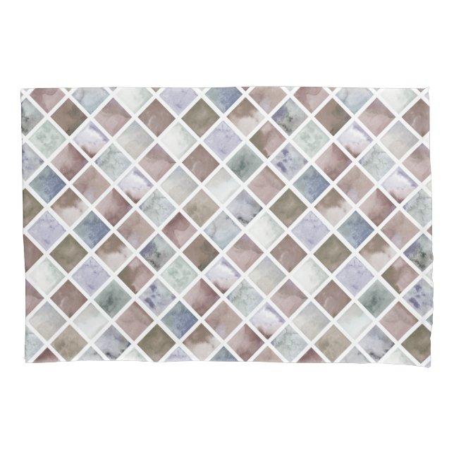 Watercolor . Beige and grey squares  Pillowcase (Front)