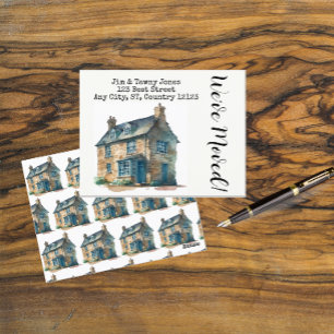 Watercolor beige Cobblestone Cottage Elegant Postcard