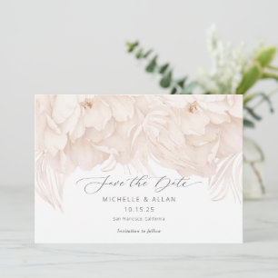 Watercolor beige peony-elegant garden wedding save the date