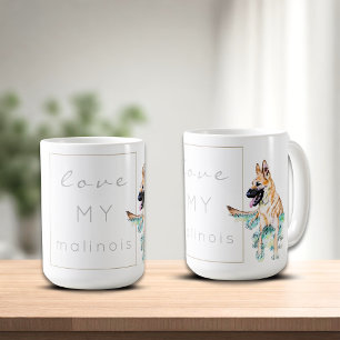 Watercolor Belgian Malinois Shepherd Dog Coffee Mug