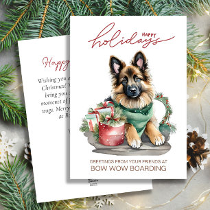 Watercolor Belgian Tervuren Christmas Corporate Holiday Card