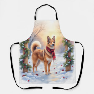 Watercolor Belgian Tervuren Garland Christmas Apron