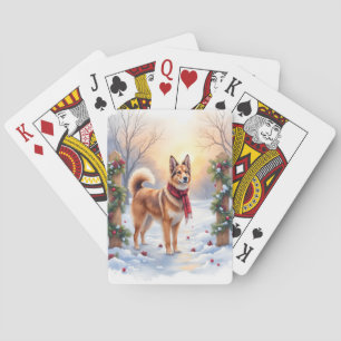 Watercolor Belgian Tervuren Garland Christmas Playing Cards