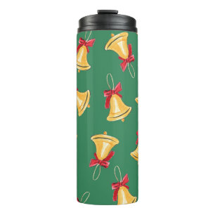 Watercolor Bell Pattern Green Seamless Thermal Tumbler