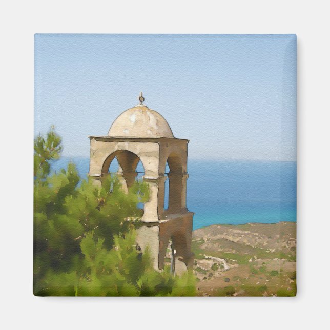 Watercolor bell tower magnet (Front)