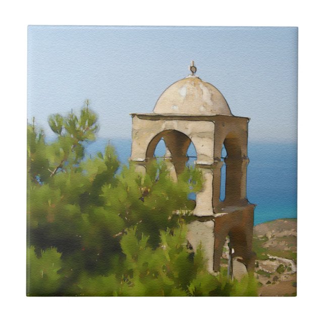 Watercolor bell tower tile (Front)