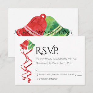 Watercolor Bells/Christmas Wedding /RSVP Card