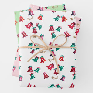 Watercolor Bells Hand-Drawn Personalised Christmas Wrapping Paper Sheet
