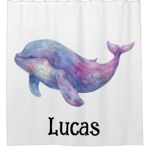 Watercolor Beluga Whale Shower Curtain