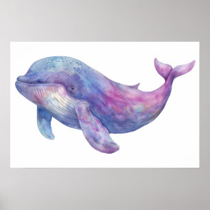Watercolor Beluga Whale Small Poster