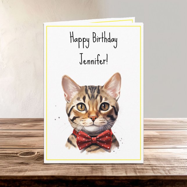 Watercolor Bengal Cat Birthday Card (Creator Uploaded)