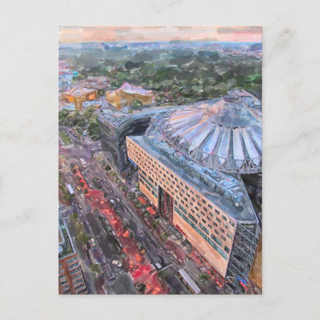 Watercolor Berlin. Evening over Sony Centre and Ti Postcard (Front)