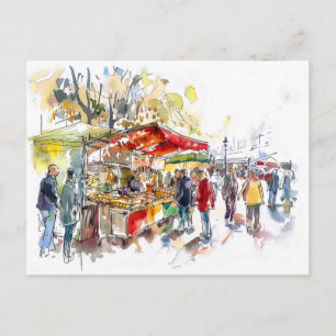 Watercolor Berlin Mitte Market Postcard