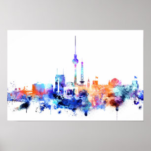 Watercolor Berlin Skyline Print