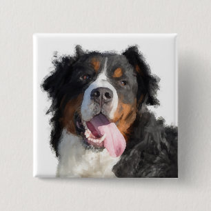 Watercolor Bernese Mountain Dog Button
