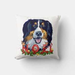Watercolor Bernese Mountain Dog Christmas  Cushion