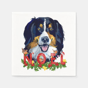 Watercolor Bernese Mountain Dog Christmas Napkin