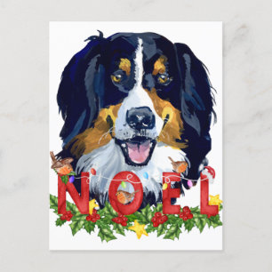 Watercolor Bernese Mountain Dog Christmas   Postcard