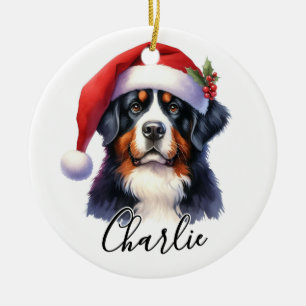 Watercolor Bernese Mountain Dog Personalised Ceramic Tree Decoration
