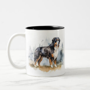 Watercolor Bernese Mt. Dog Two-Tone Coffee Mug