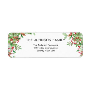 Watercolor Berries and Greenery Holiday Labels