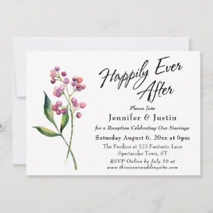 Watercolor Berries & Buds Happily Ever After Invitation
